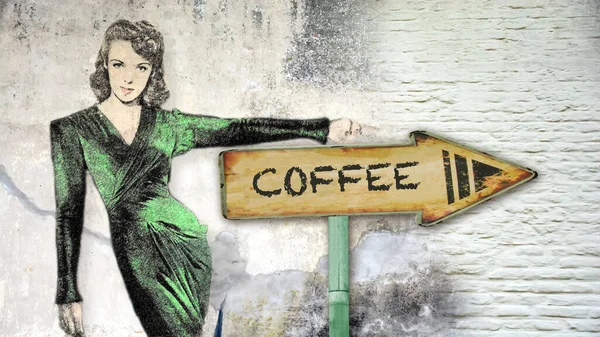 Straßenschild Weist Den Weg Zum Kaffee — Stockfoto