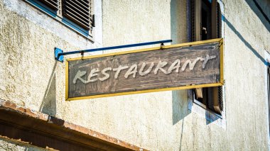 Sokak Işareti Restoran yön yolu