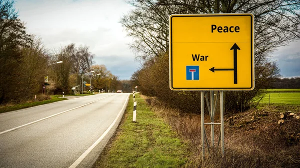 Ulica Podpisz Drogę Kierunku Pokoju Stosunku Wojny — Zdjęcie stockowe