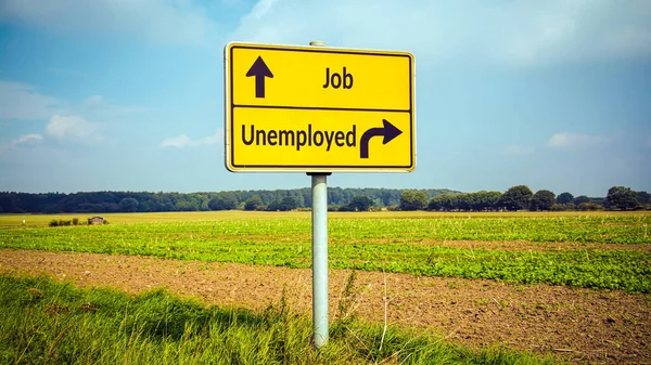 Señal Calle Dirección Camino Trabajo Frente Los Desempleados —  Fotos de Stock