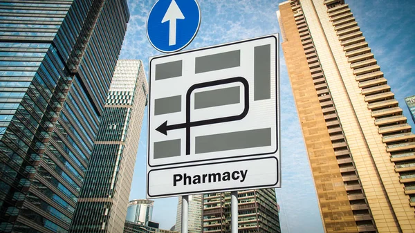 Utca Jel Irány Gyógyszertár — Stock Fotó