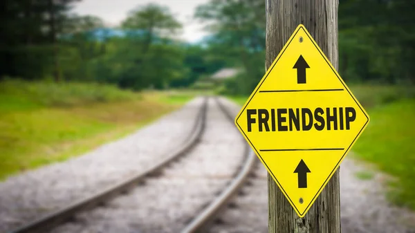 Straat Teken Richting Weg Naar Vriendschap — Stockfoto