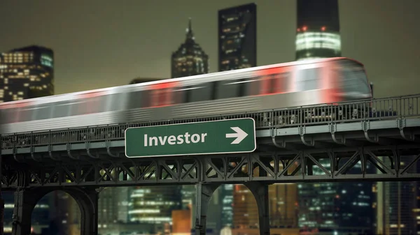 Straat Teken Richtings Wijze Naar Investeerder — Stockfoto