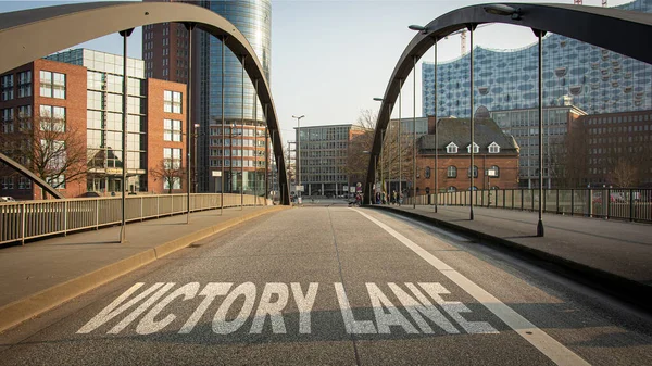 Street Sign the Direction Way to Victory Lane