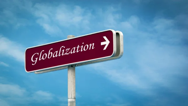 Gata Underteckna Riktningen Väg Till Globaliseringen — Stockfoto