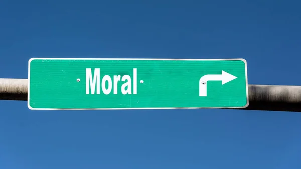 Gata Underteckna Riktningen Väg Till Moralisk — Stockfoto