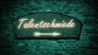 Almanca işaretli bir resim yetenek fabrikasının yönünü gösteriyor..