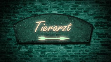 Almanca bir tabelayla veterineri gösteren bir resim..