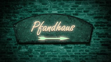 Rehinci dükkanını işaret eden Almanca bir işaret levhası olan bir resim..