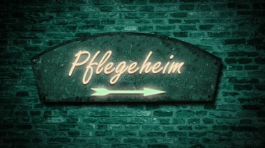 Almanca işaretli bir resim huzurevinin yönünü gösteriyor..