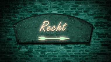Kanunun yönünü gösteren Almanca işaretli bir resim..