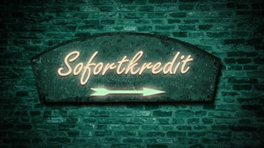 Almanca işaretli bir resim Anında kredi yönünü işaret ediyor.