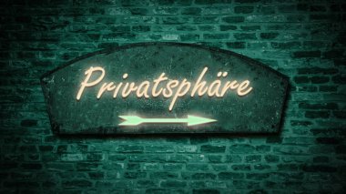 Almanca işaretli bir resim mahremiyeti işaret ediyor..