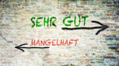 Almanca 'nın iki farklı yönünü gösteren işaret direği olan bir resim. Bir yön çok iyi, diğeri fakirleri gösteriyor..