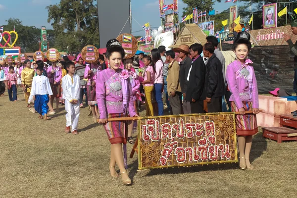 Mahasarakham, Tayland - 20 Aralık: 20,2013 içinde Mahasarakham, Tayland Aralık'ta Tayland geleneğinde geçit töreni