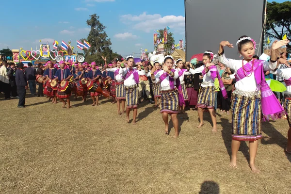 MAHASARAKHAM,THAILAND - DECEMBER 20 : Parade in tradition of Thailand on December 20,2013 in Mahasarakham,Thailand — Stock Photo, Image