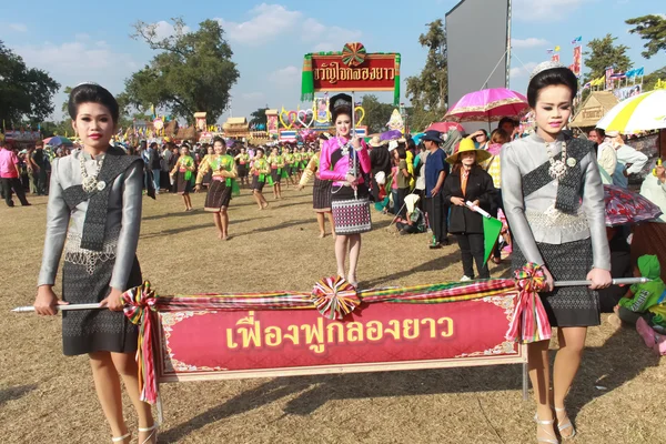 MAHASARAKHAM, THAILAND - 20 DE DEZEMBRO: Parada na tradição da Tailândia em 20 de dezembro de 2013 em Mahasarakham, Tailândia — Fotografia de Stock