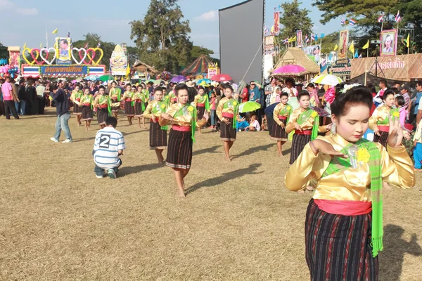 MAHASARAKHAM, THAILAND - 20 DE DEZEMBRO: Parada na tradição da Tailândia em 20 de dezembro de 2013 em Mahasarakham, Tailândia — Fotografia de Stock