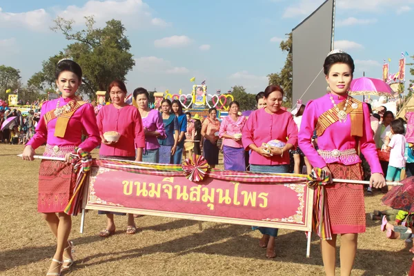 MAHASARAKHAM,THAILAND - DECEMBER 20 : Parade in tradition of Thailand on December 20,2013 in Mahasarakham,Thailand — Stock Photo, Image