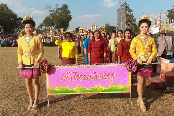MAHASARAKHAM,THAILAND - DECEMBER 20 : Parade in tradition of Thailand on December 20,2013 in Mahasarakham,Thailand — Stock Photo, Image