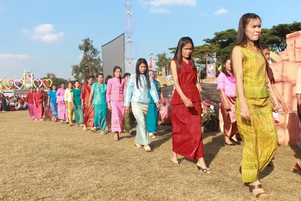 MAHASARAKHAM,THAILAND - DECEMBER 20 : Parade in tradition of Thailand on December 20,2013 in Mahasarakham,Thailand — Stock Photo, Image