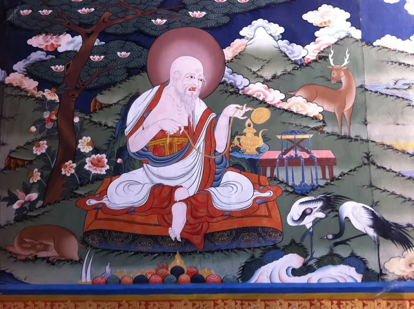 Gamla målningar i templet i Bhutan — Stockfoto