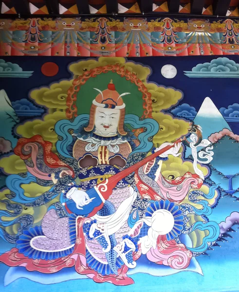 Gamla målningar i templet i Bhutan — Stockfoto