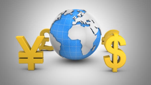 World Currencies Rotate Around the Earth — Stock Video