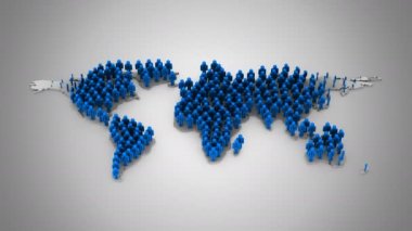 İnsanlar dünyanın bir harita şeklinde