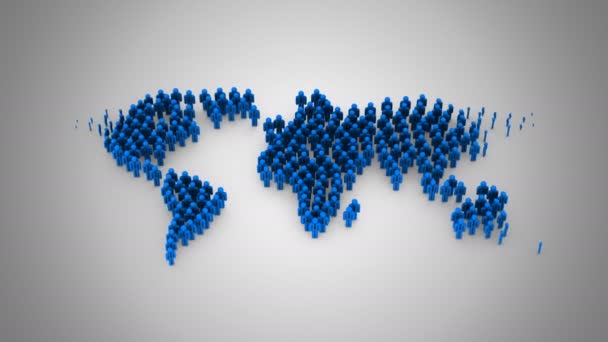 People Form a Map of the World — Stock Video