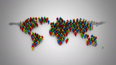 İnsanlar dünyanın bir harita şeklinde