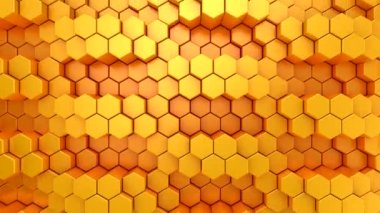 Altıgenler bir dalga oluşturur. Soyut hareket, döngü, 4 in 1, 3d görüntüleme, 4k çözünürlük