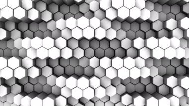 Altıgenler bir dalga oluşturur. Soyut hareket, döngü, 3D görüntüleme, 4k çözünürlük