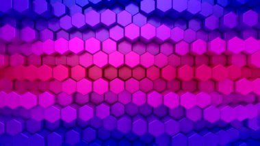 Altıgenler bir dalga oluşturur. Soyut hareket, döngü, 3 in 1, 3d görüntüleme, 4k çözünürlük