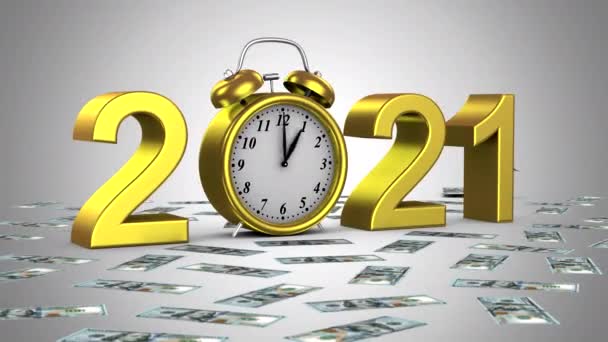 Nieuwjaar 2021 Grijze Achtergrond Alpha Matte Gemaakt Animatie — Stockvideo
