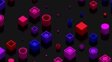 Geometrik Şekillerin Arkaplanı. Soyut hareket, döngü, 2 in 1, 3d görüntüleme, 4k çözünürlük