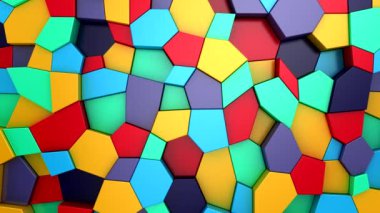 Geometrik Şekillerin Arkaplanı. Soyut hareket, döngü, 3D görüntüleme, 4k çözünürlük