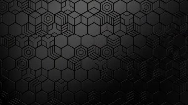 Altıgenler bir dalga oluşturur. Soyut hareket, 3D görüntüleme, 4k çözünürlük