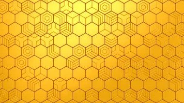 Altıgenler bir dalga oluşturur. Soyut hareket, 3D görüntüleme, 4k çözünürlük