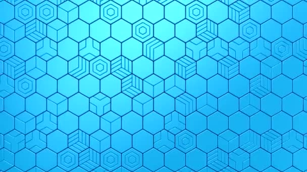 Hexagons Form Wave Abstract Motion Loop Rendering Resolution — Stock Video