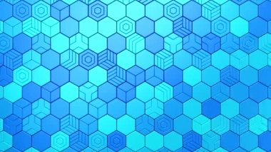 Altıgenler bir dalga oluşturur. Soyut hareket, döngü, 2 in 1, 3d görüntüleme, 4k çözünürlük