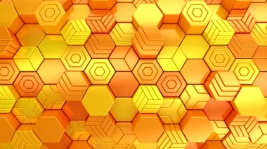 Hexagons 'un geçmişi. Soyut hareket, döngü, iki renk, 3D görüntüleme, 4k çözünürlük