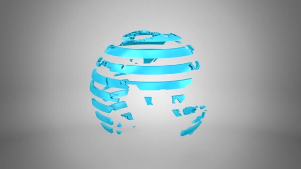 World Map Turns Globe Inglés Fondo Gris Lazo 151 450 — Vídeos de Stock