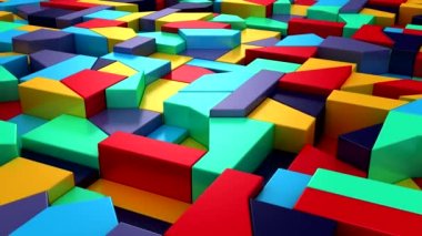 Geometrik Şekillerin Arkaplanı. Soyut hareket, döngü, 3D görüntüleme, 4k çözünürlük