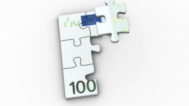Görüntü 100 Euro, 100 dolar ve 50 Lirası ile animasyon bulmacalar