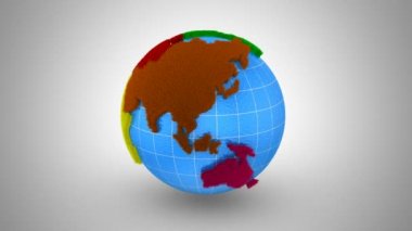 Renkli çim bir Dünya Haritası oluşturur