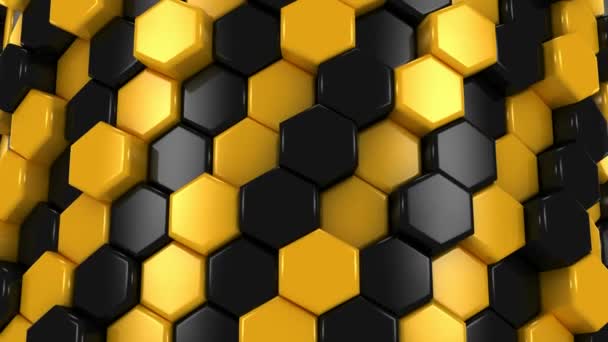 Contexte abstrait des nids d'abeilles jaunes et noirs — Video