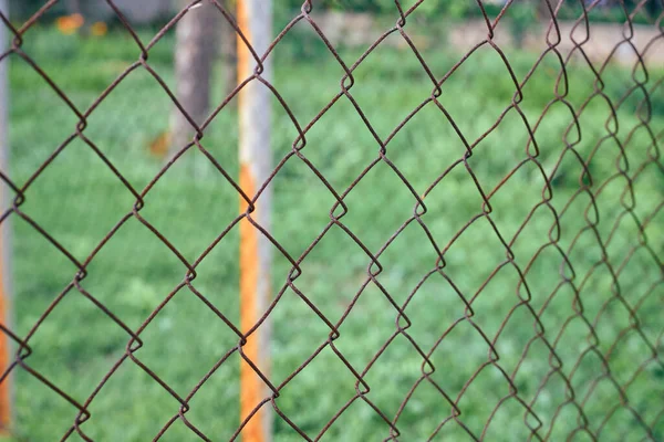 Rostig Mesh Kedja Länk Staket Skiljevägg — Stockfoto