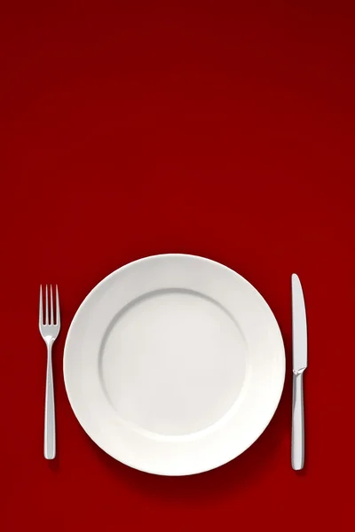 Obiad płyta i sztućce — Zdjęcie stockowe