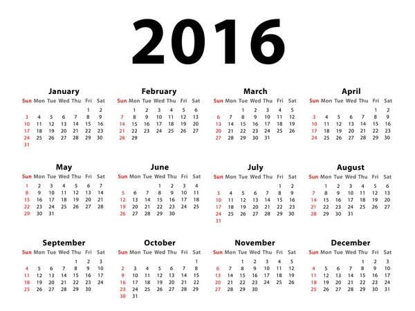 Calendar 2016 Landscape — Stock Photo, Image